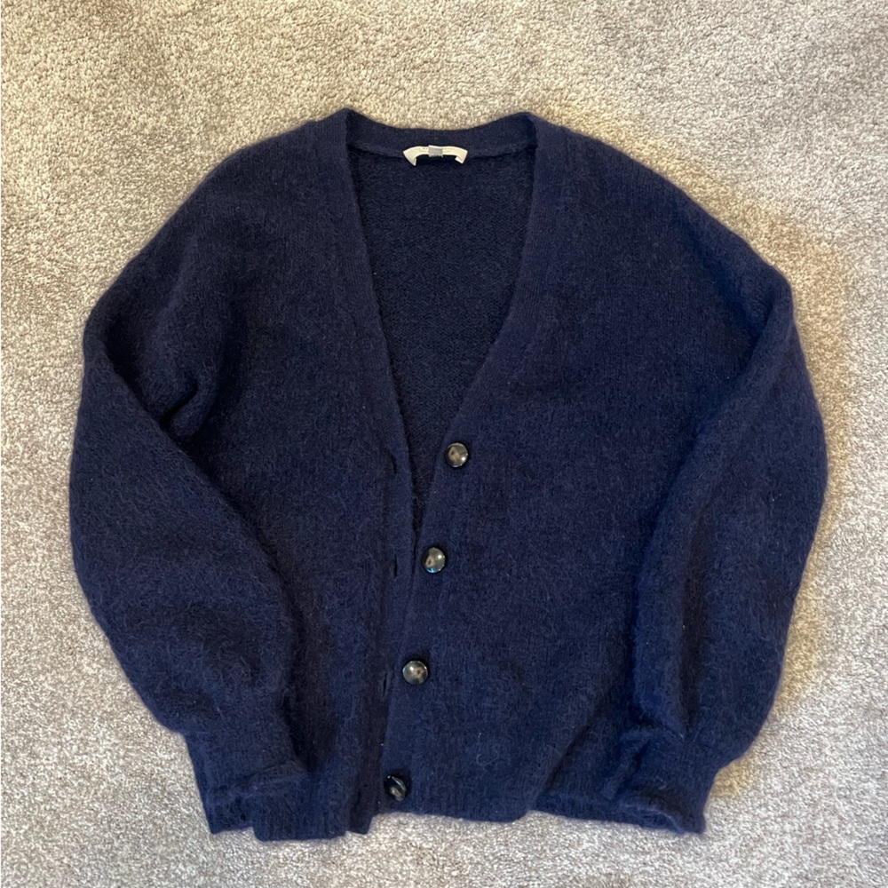Sezane Navy Blue Button-Up Cardigan